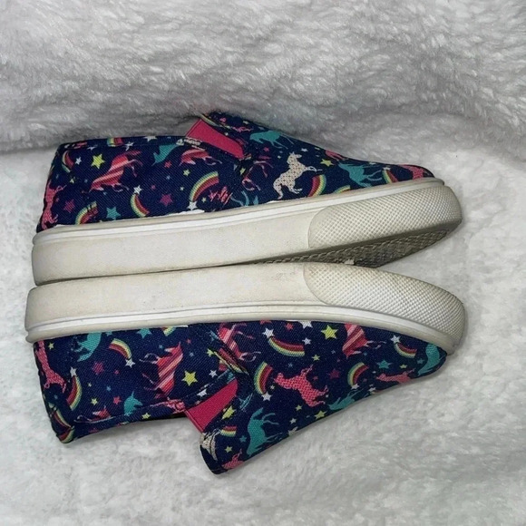 Girl Paris Blue Multicolored Unicorn Slip-On Shoes - Size 10 - Picture 5 of 6